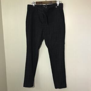 Theory cotton blend 12 black blue red plaid pants trousers stretchy office